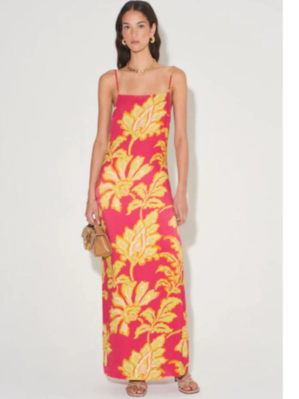 Hansen & Gretel Alchemy Silk Dress in Fuchsia Fern Floral Print Size Medium